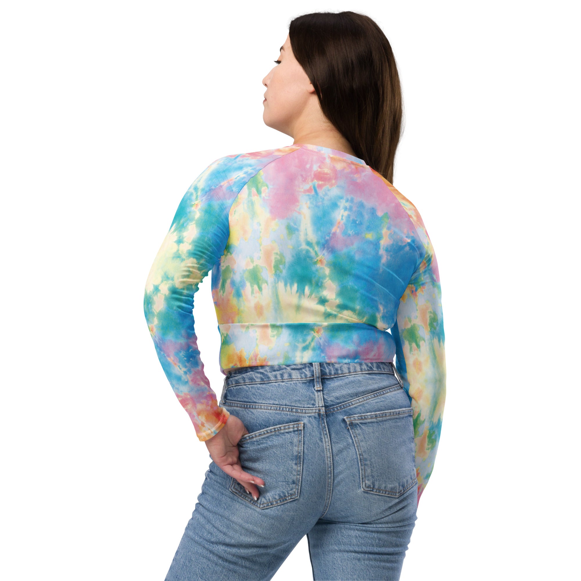 Pastel Tie Dye Recycled Long-sleeve Crop Top