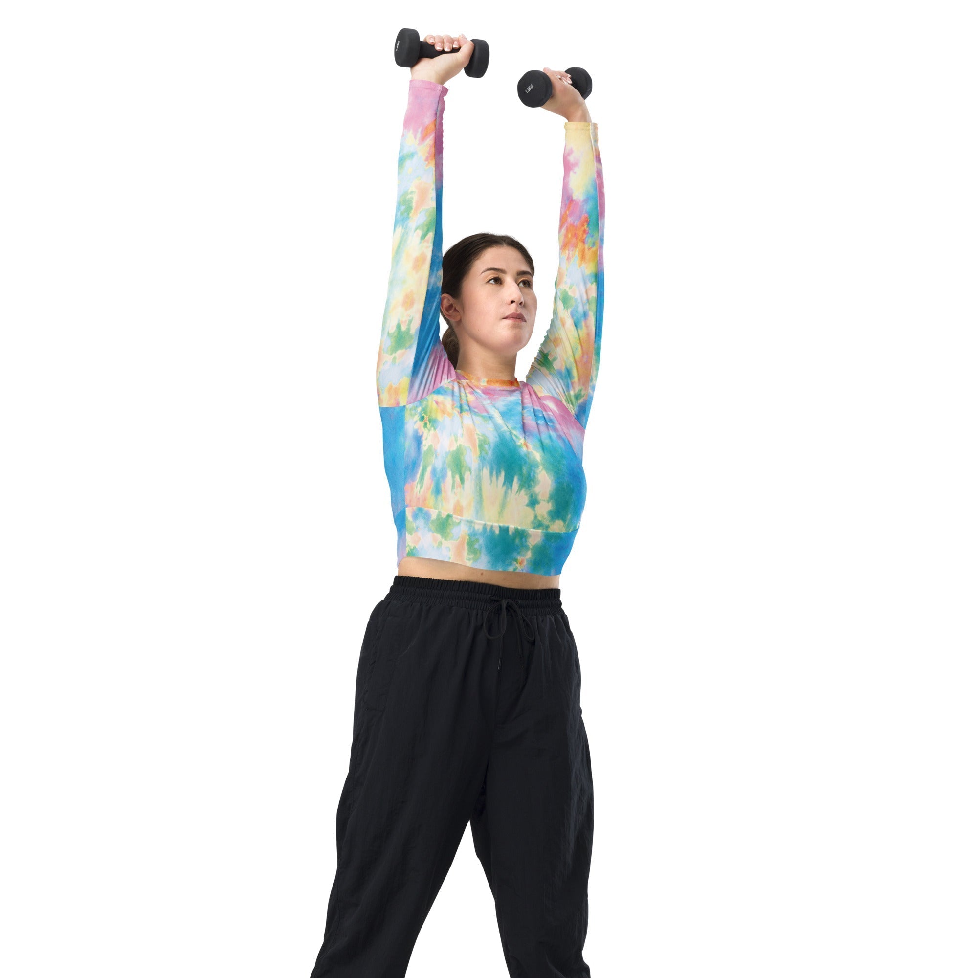 Pastel Tie Dye Recycled Long-sleeve Crop Top