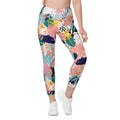Pastel Tropical Crossover Leggings With Pockets