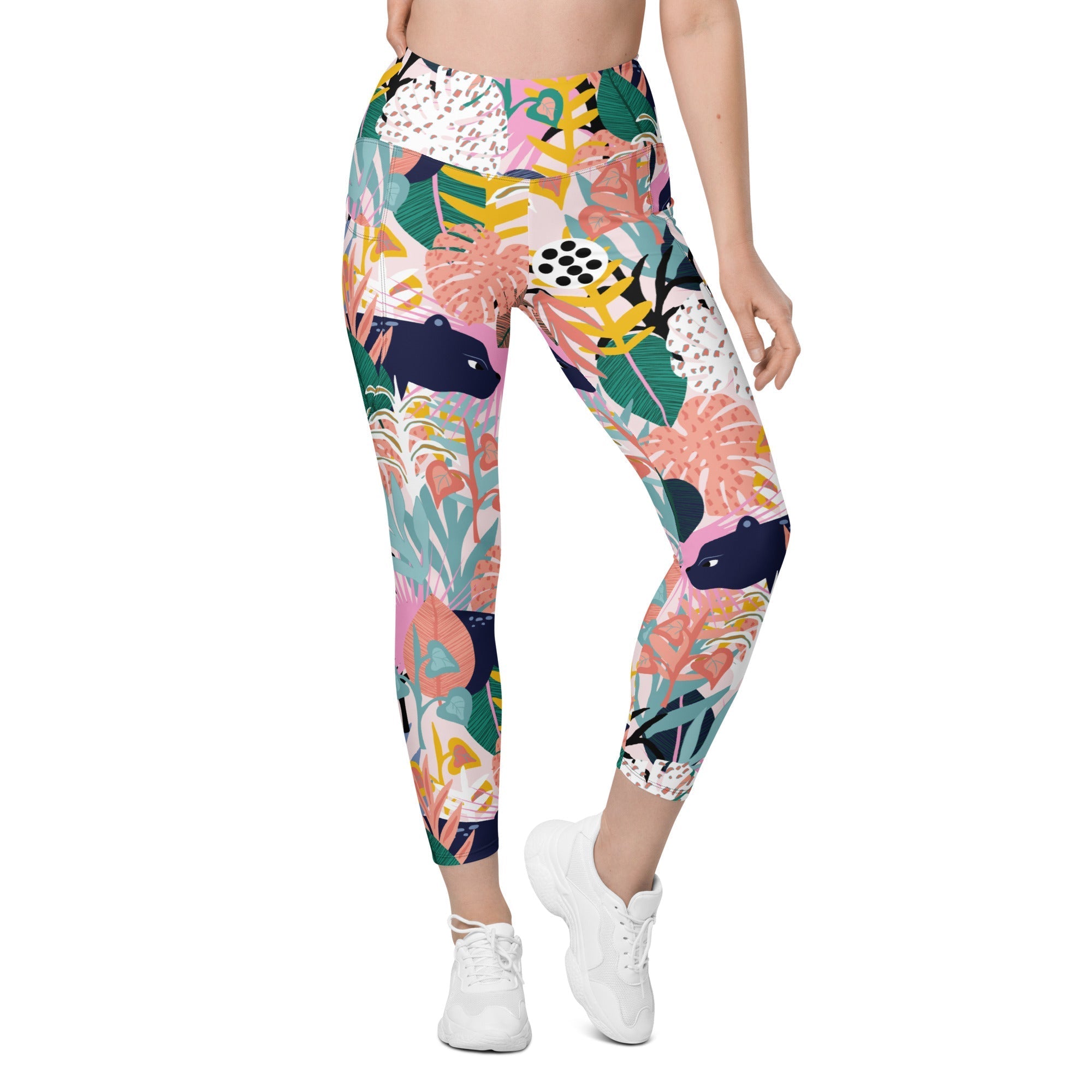 Pastel Tropical Leggings With Pockets