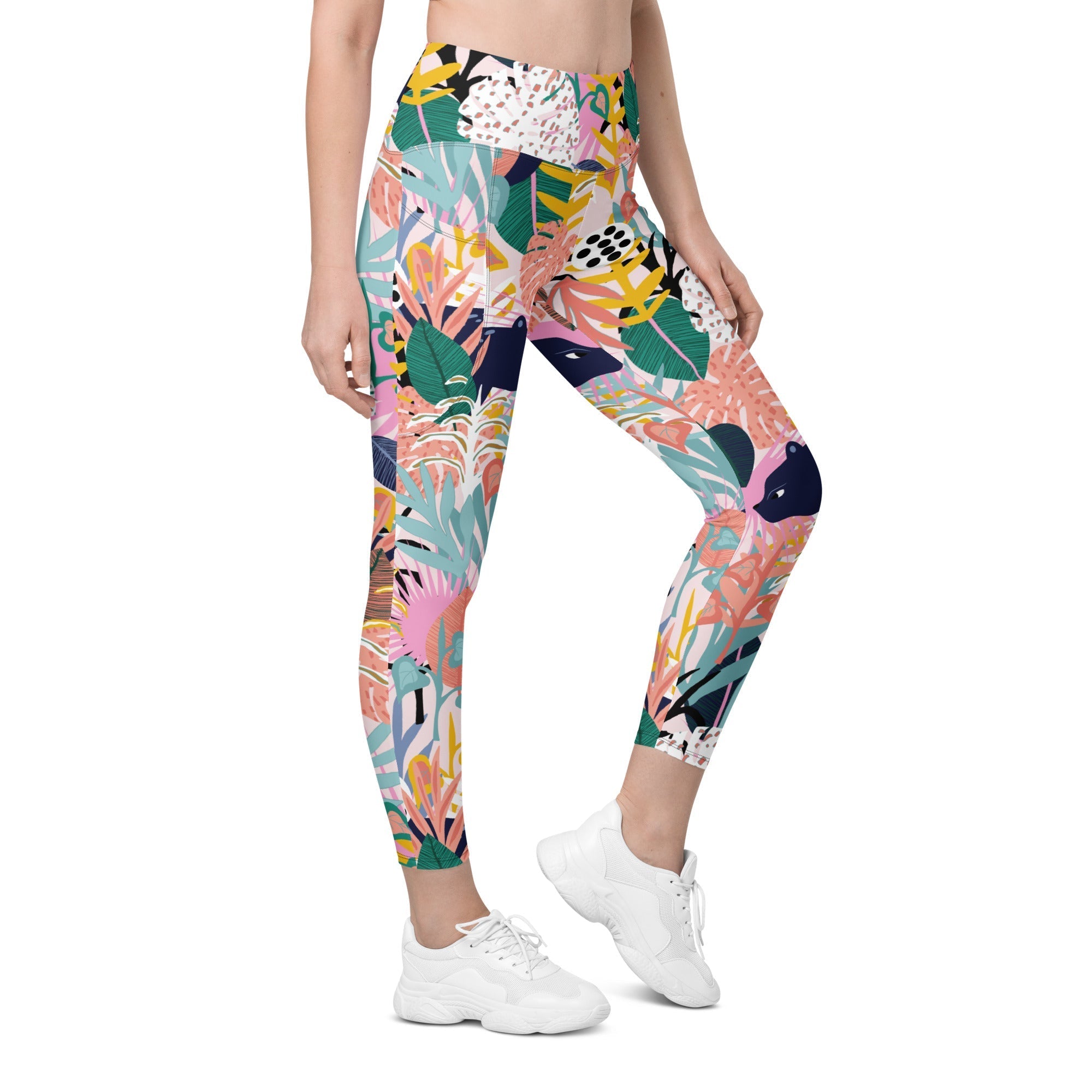 Pastel Tropical Leggings With Pockets