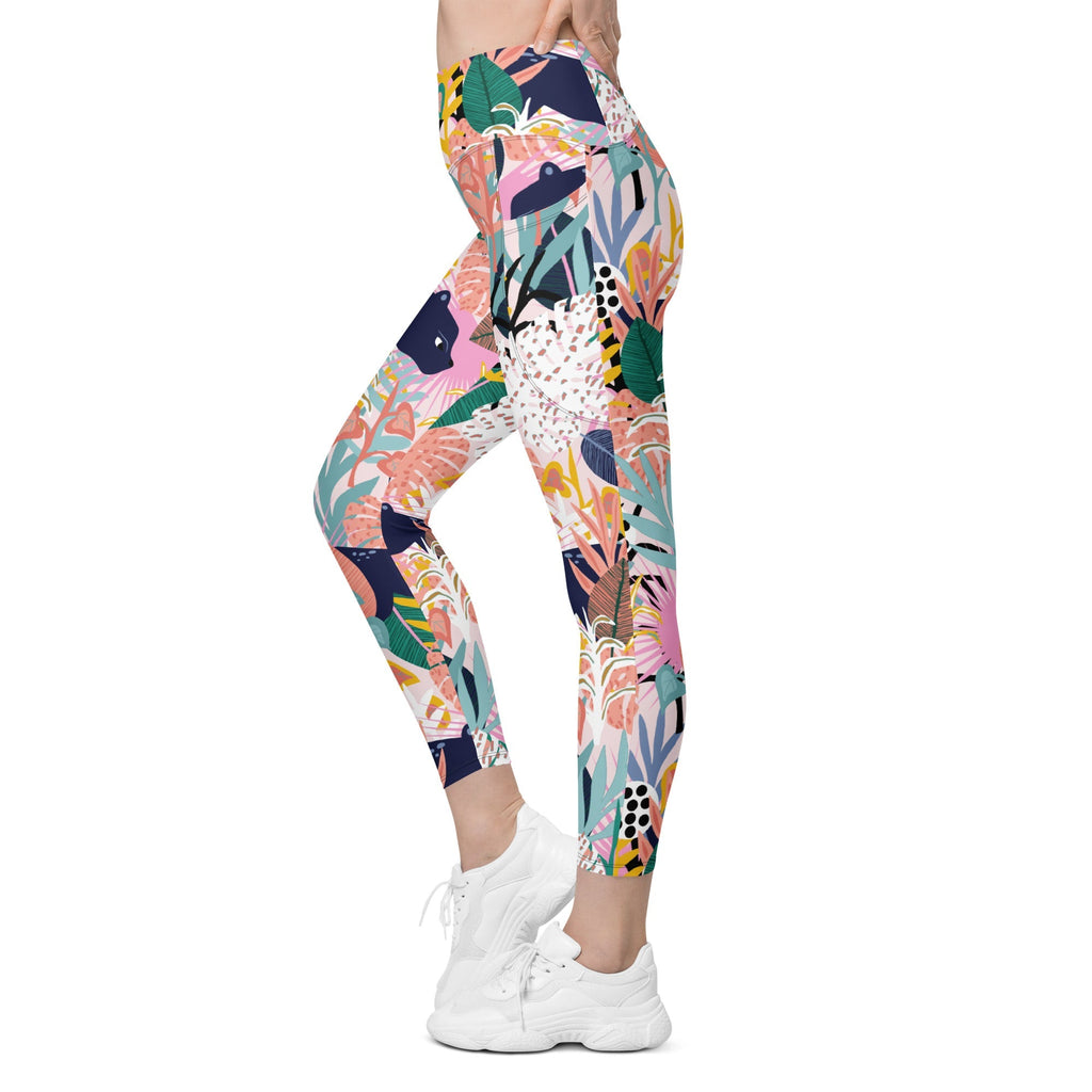 Pastel Tropical Leggings With Pockets