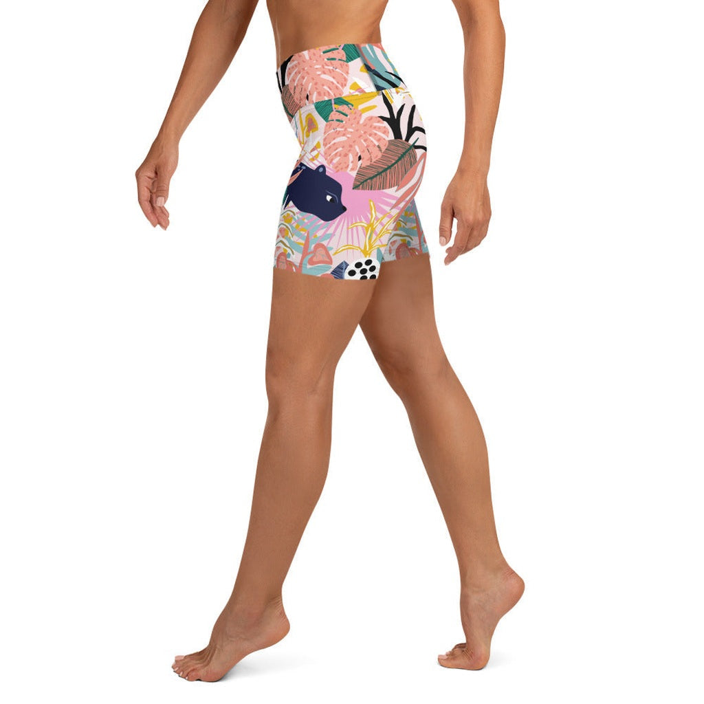 Pastel Tropical Yoga Shorts