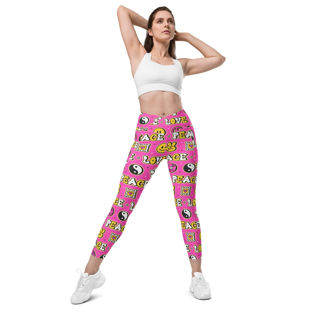 Peace and Love Crossover Leggings With Pockets