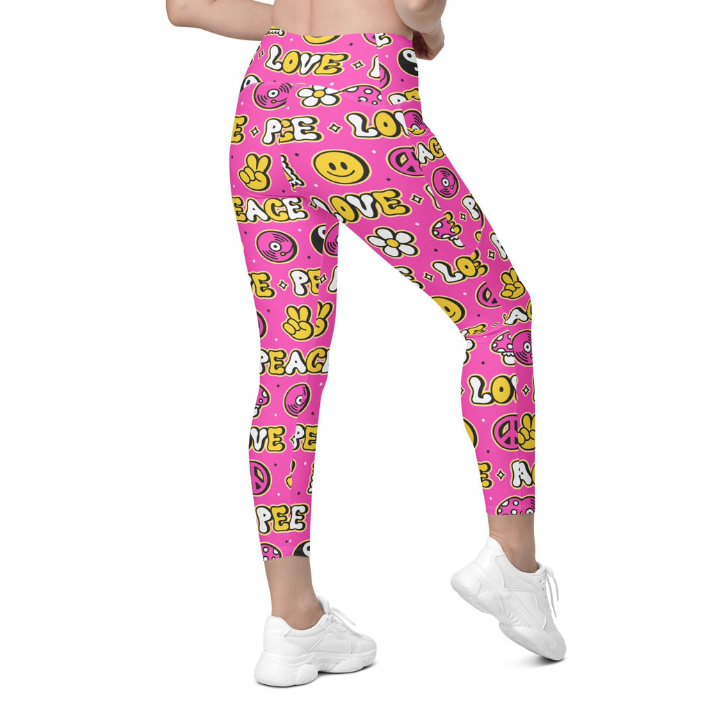 Peace and Love Crossover Leggings With Pockets