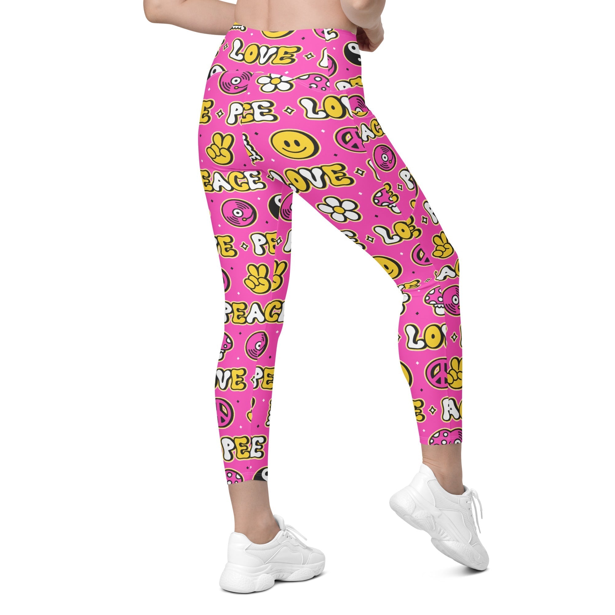Peace and Love Crossover Leggings With Pockets