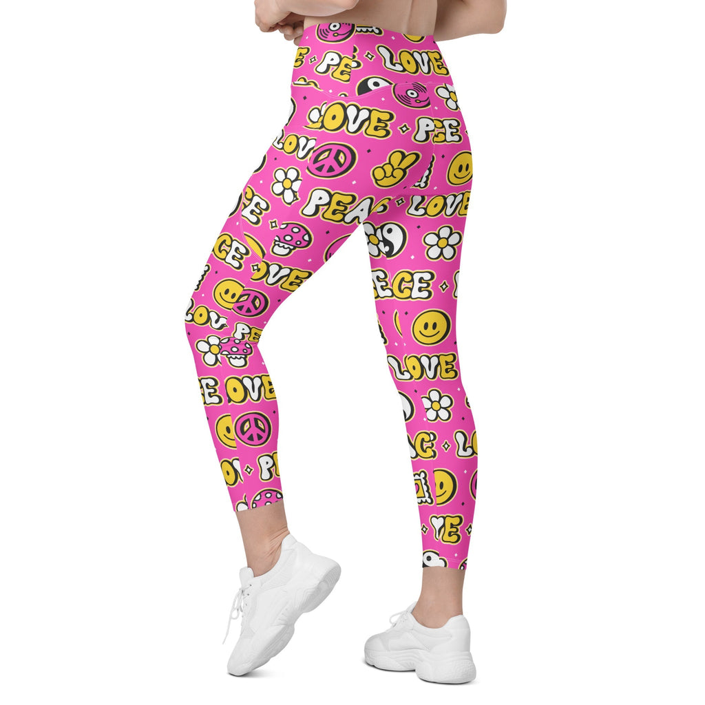 Peace and Love Crossover Leggings With Pockets