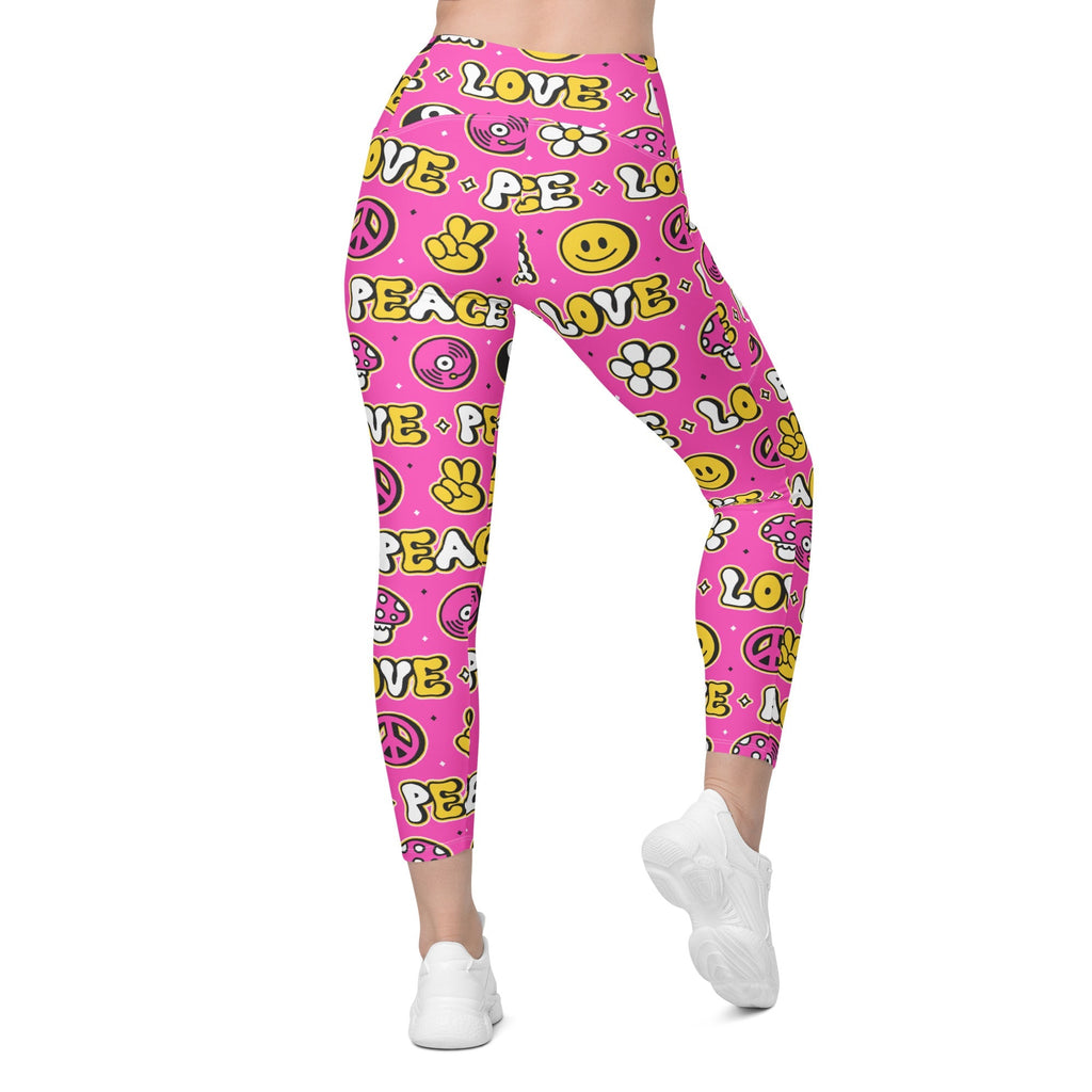 Peace and Love Crossover Leggings With Pockets