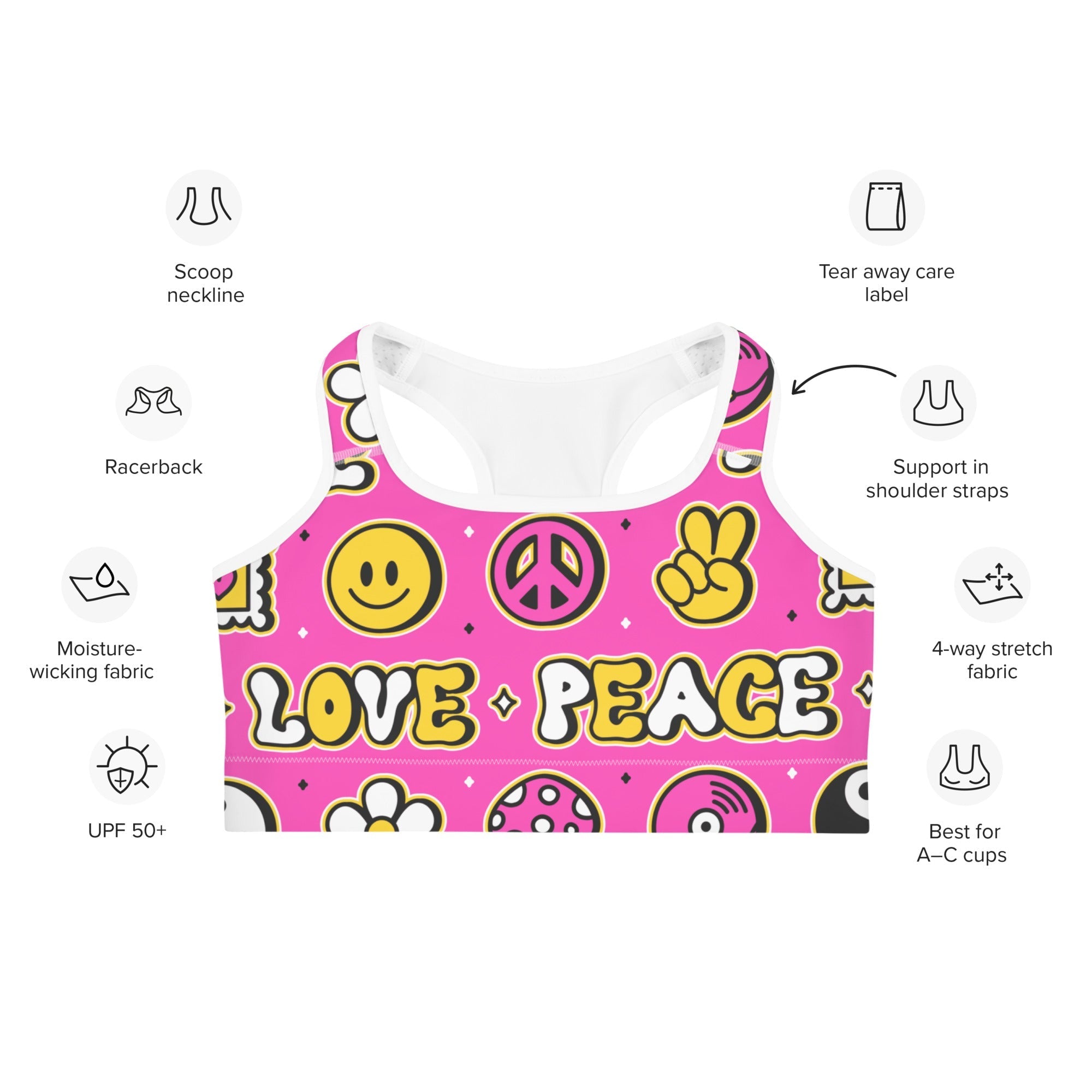 Peace and Love Sports Bra
