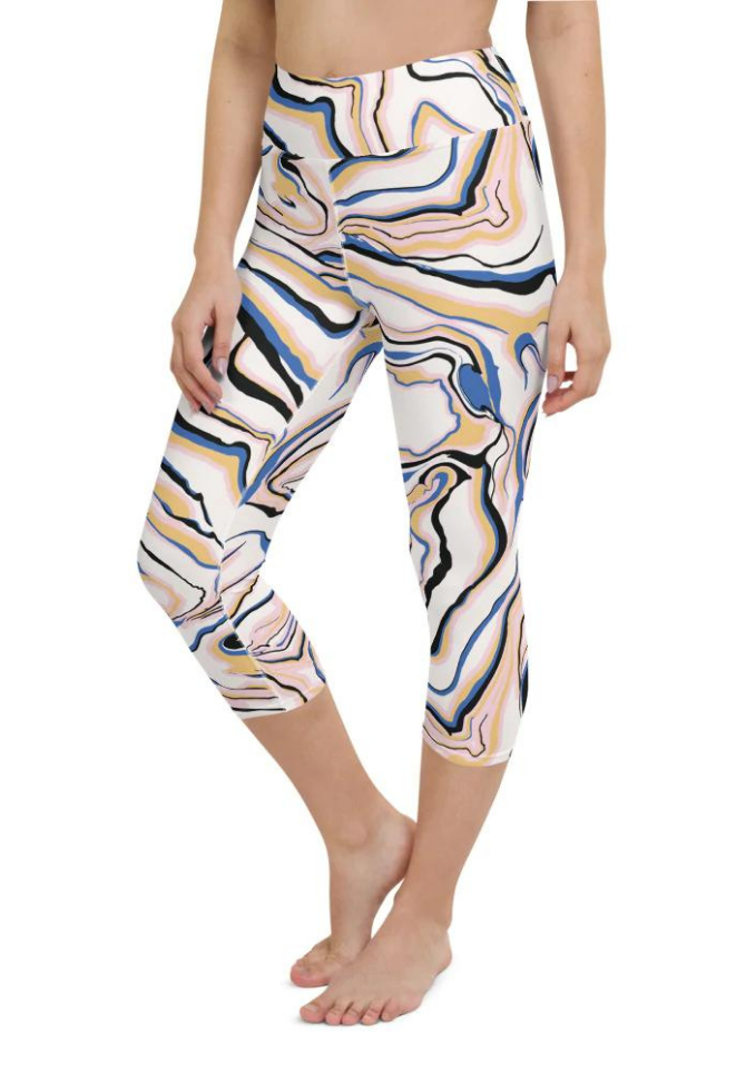 Peachy Marble Yoga Capris