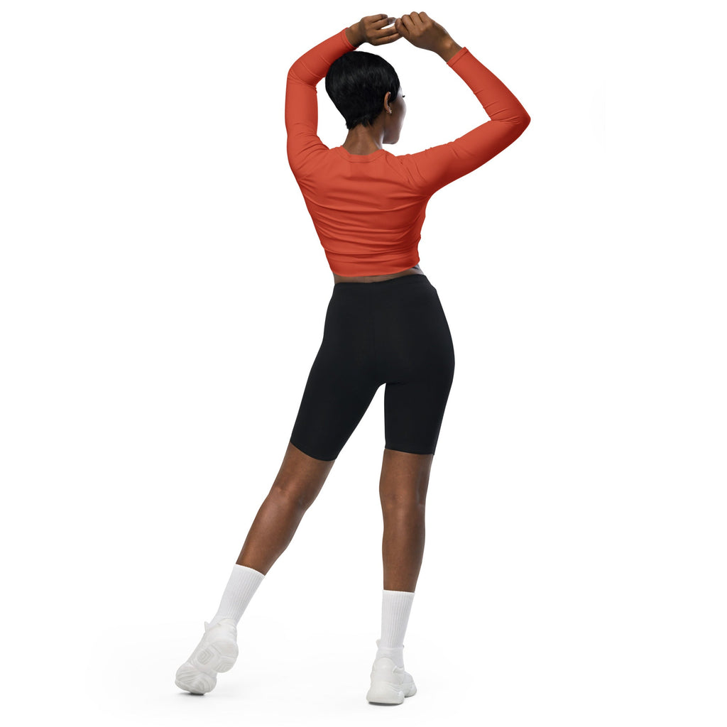 Peachy Red Recycled Long-sleeve Crop Top