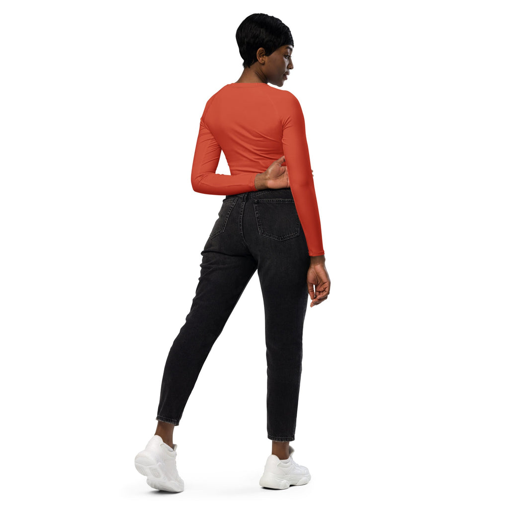 Peachy Red Recycled Long-sleeve Crop Top