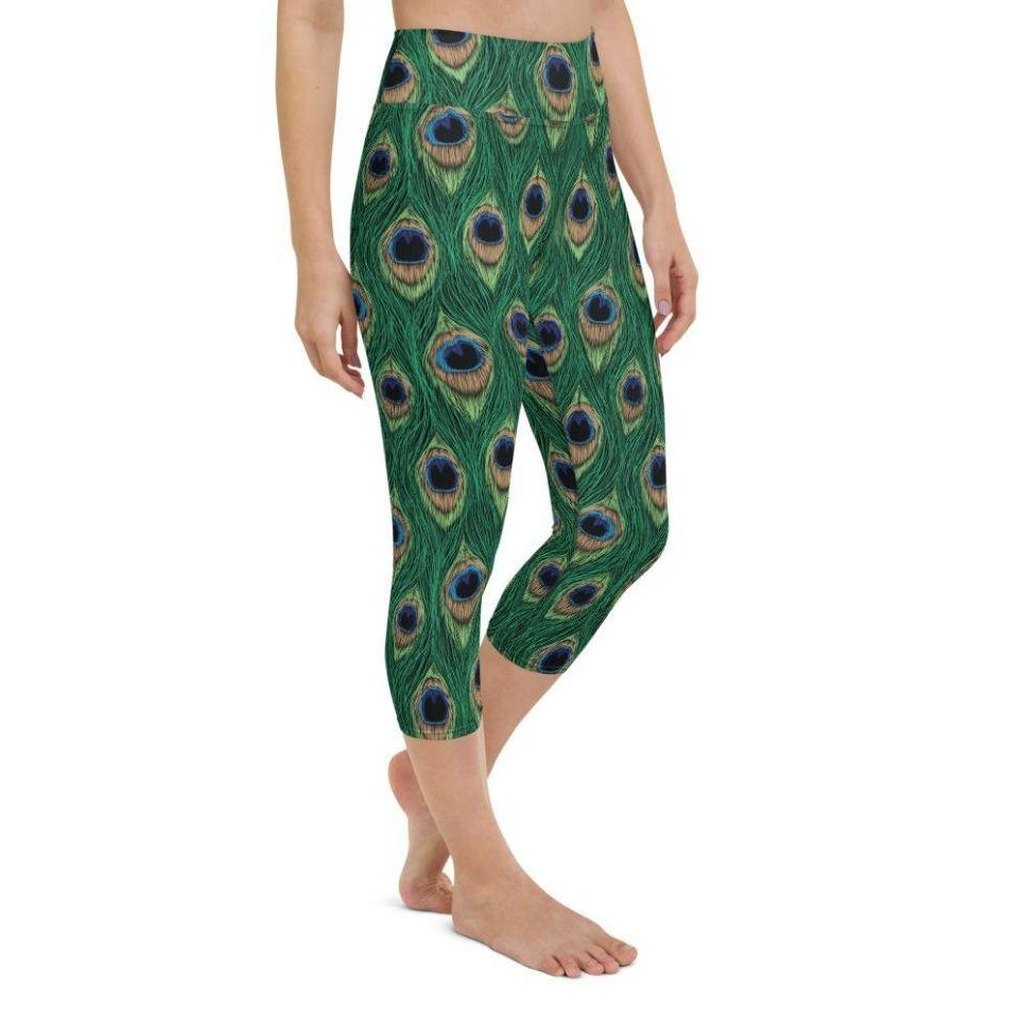 Peacock Print Yoga Capris