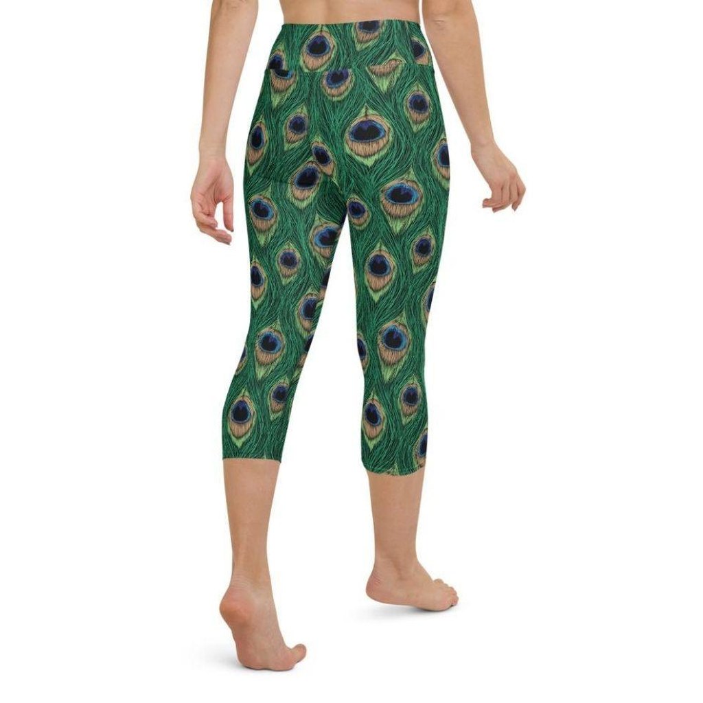 Peacock Print Yoga Capris