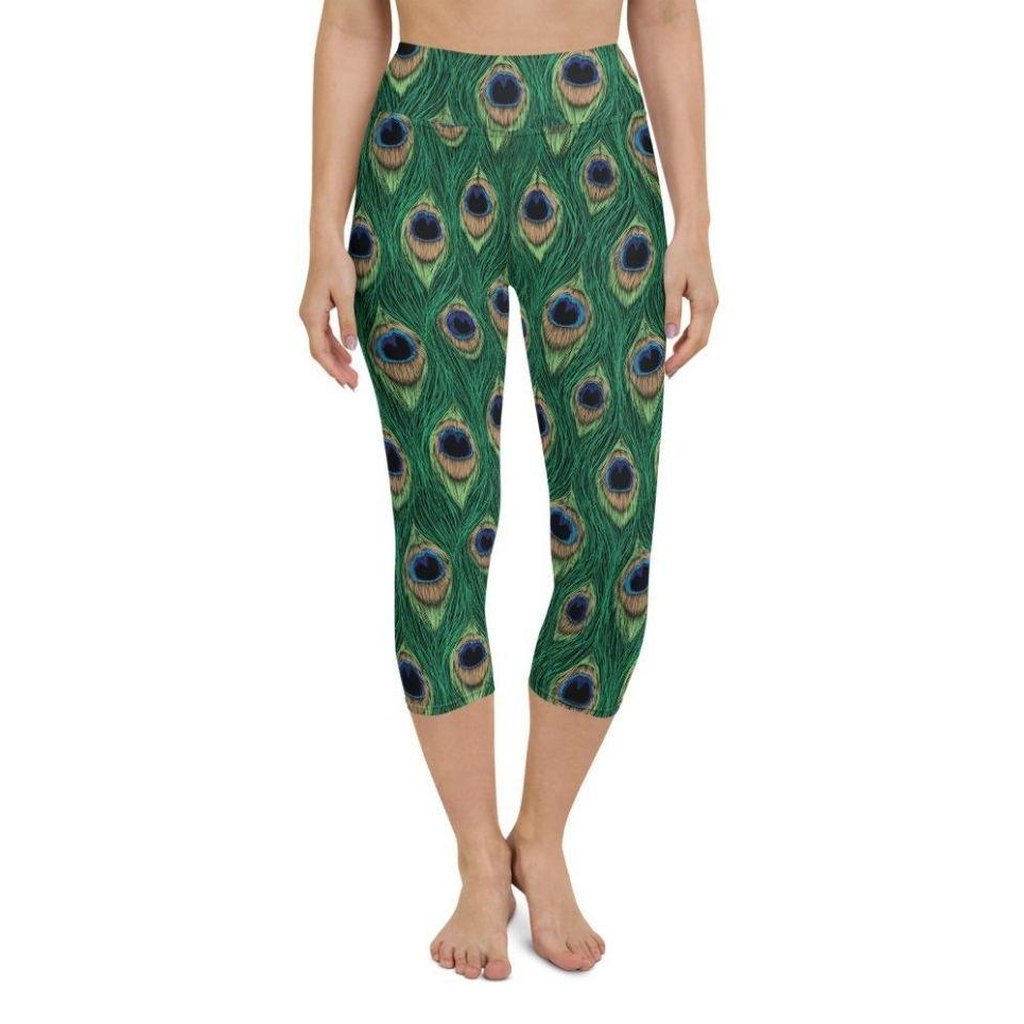 Peacock Print Yoga Capris