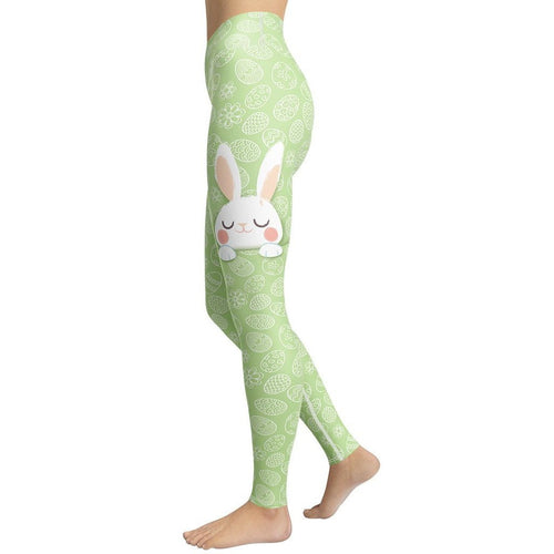 Peaking Easter Bunny Yoga Leggings