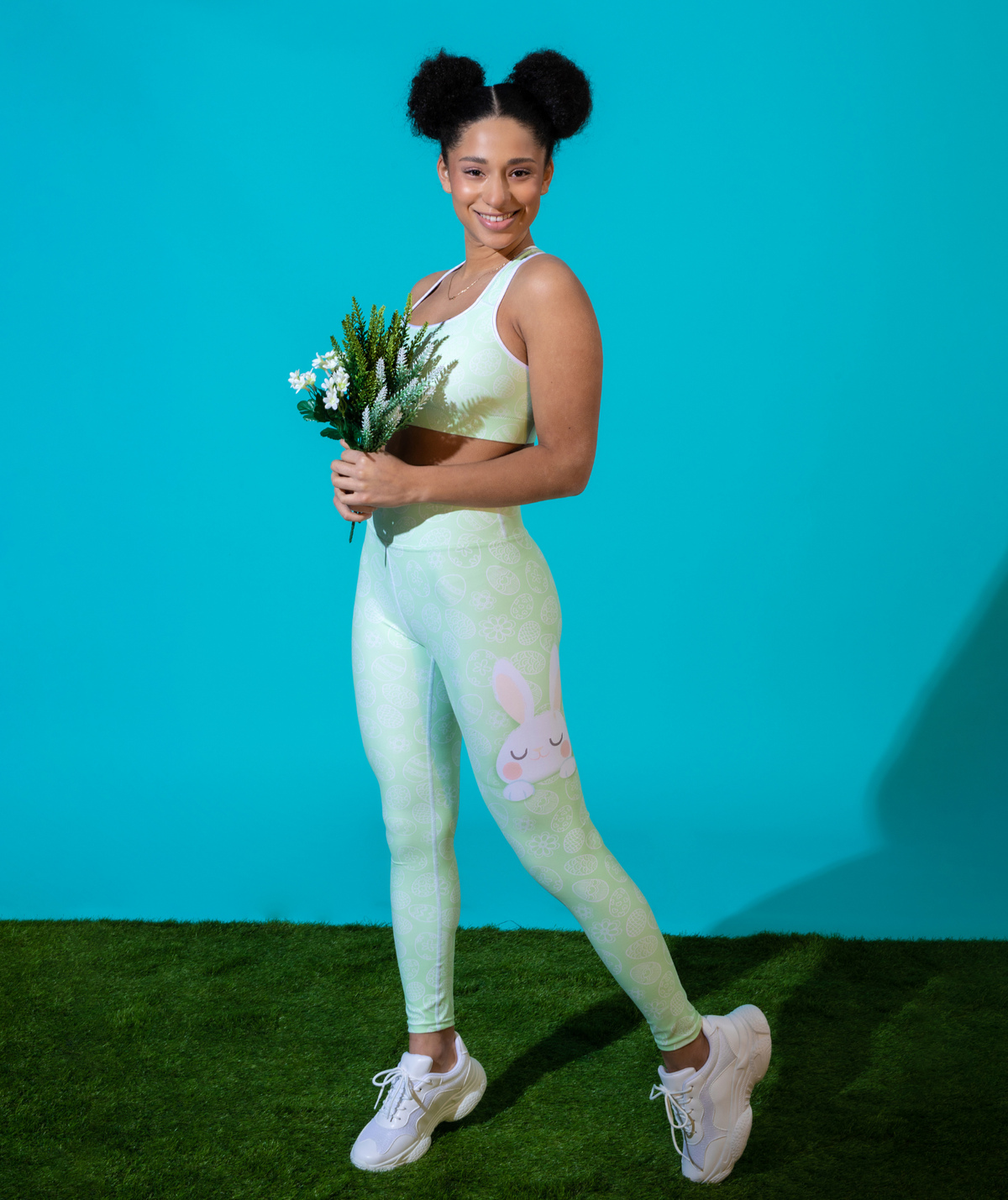 Peeking Easter Bunny Yoga Leggings