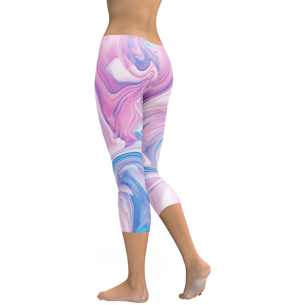Pink & Blue Marble Capris