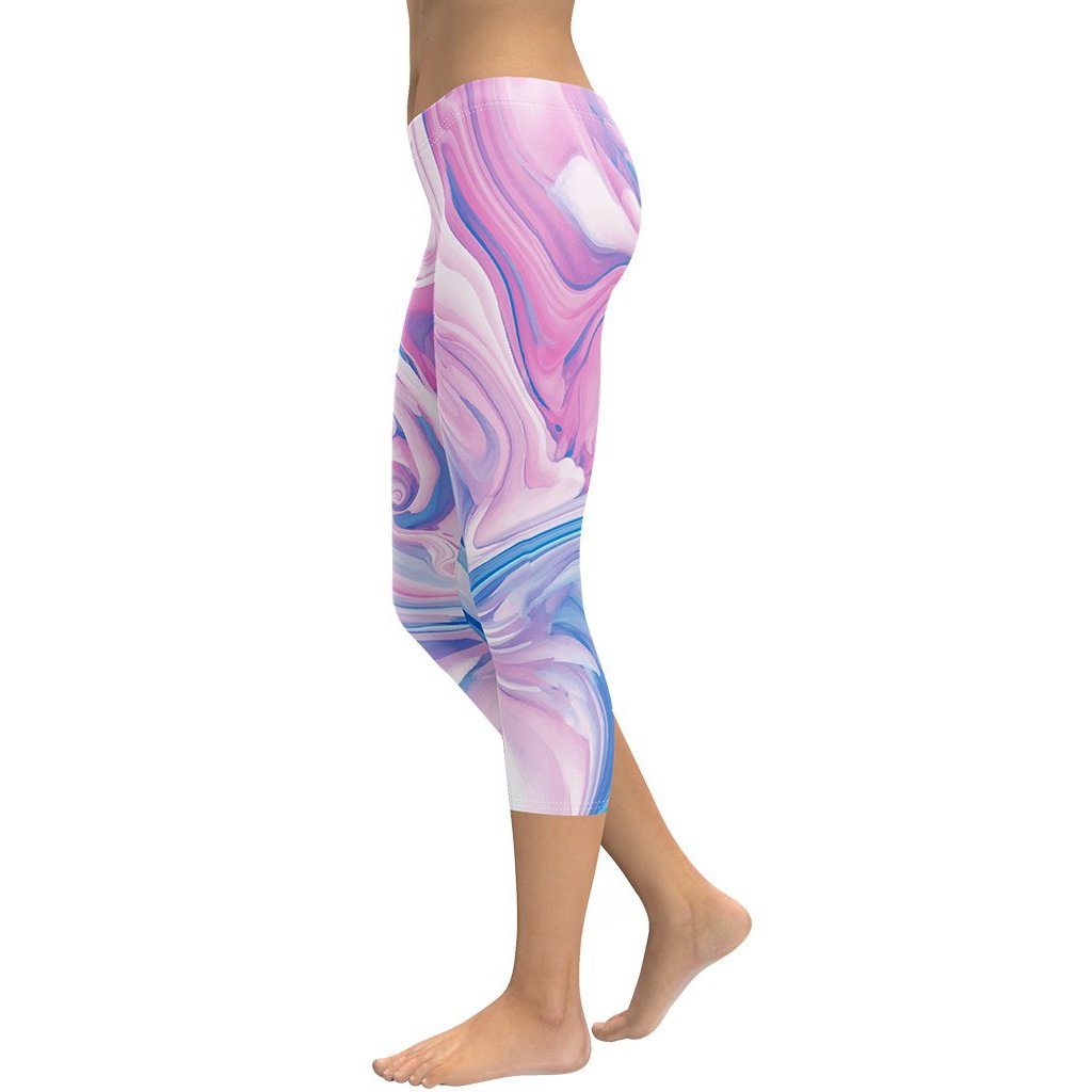 Pink & Blue Marble Capris