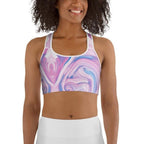 Pink & Blue Marble Sports Bra