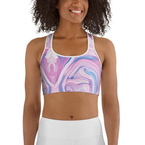Pink & Blue Marble Sports Bra
