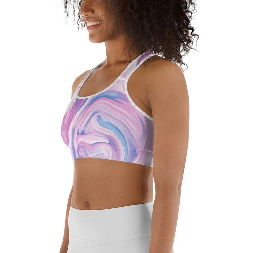 Pink & Blue Marble Sports Bra