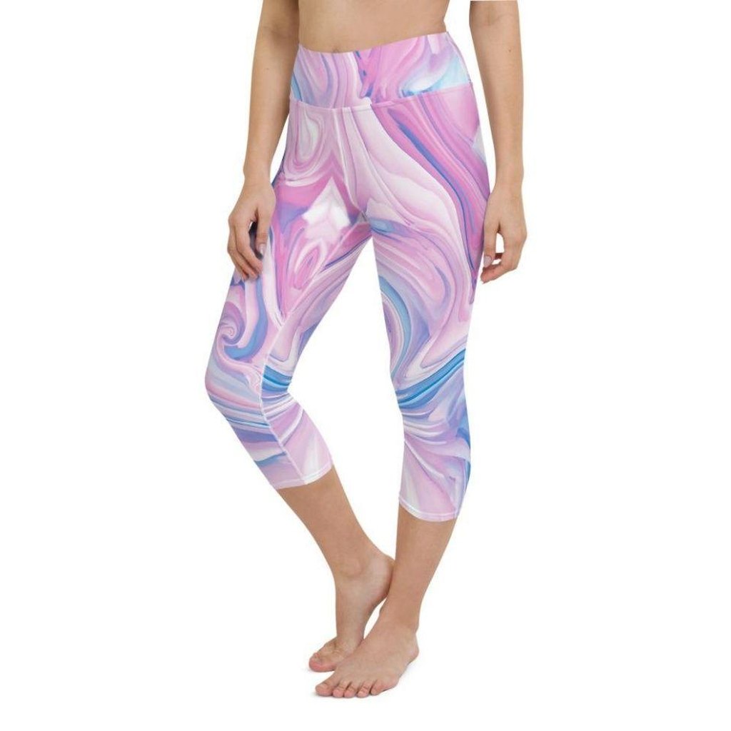 Pink & Blue Marble Yoga Capris