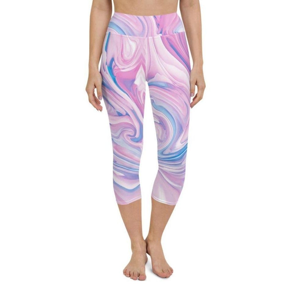 Pink & Blue Marble Yoga Capris
