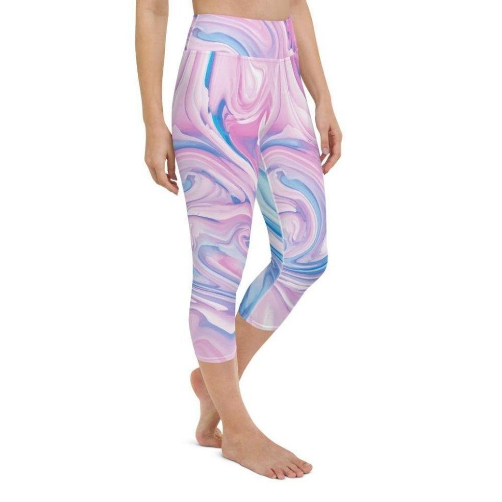 Pink & Blue Marble Yoga Capris