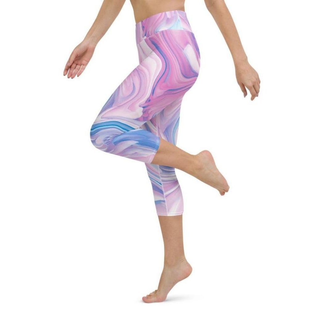 Pink & Blue Marble Yoga Capris