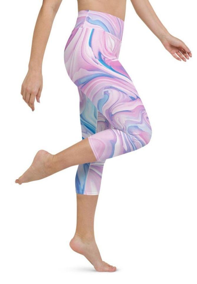 Pink & Blue Marble Yoga Capris
