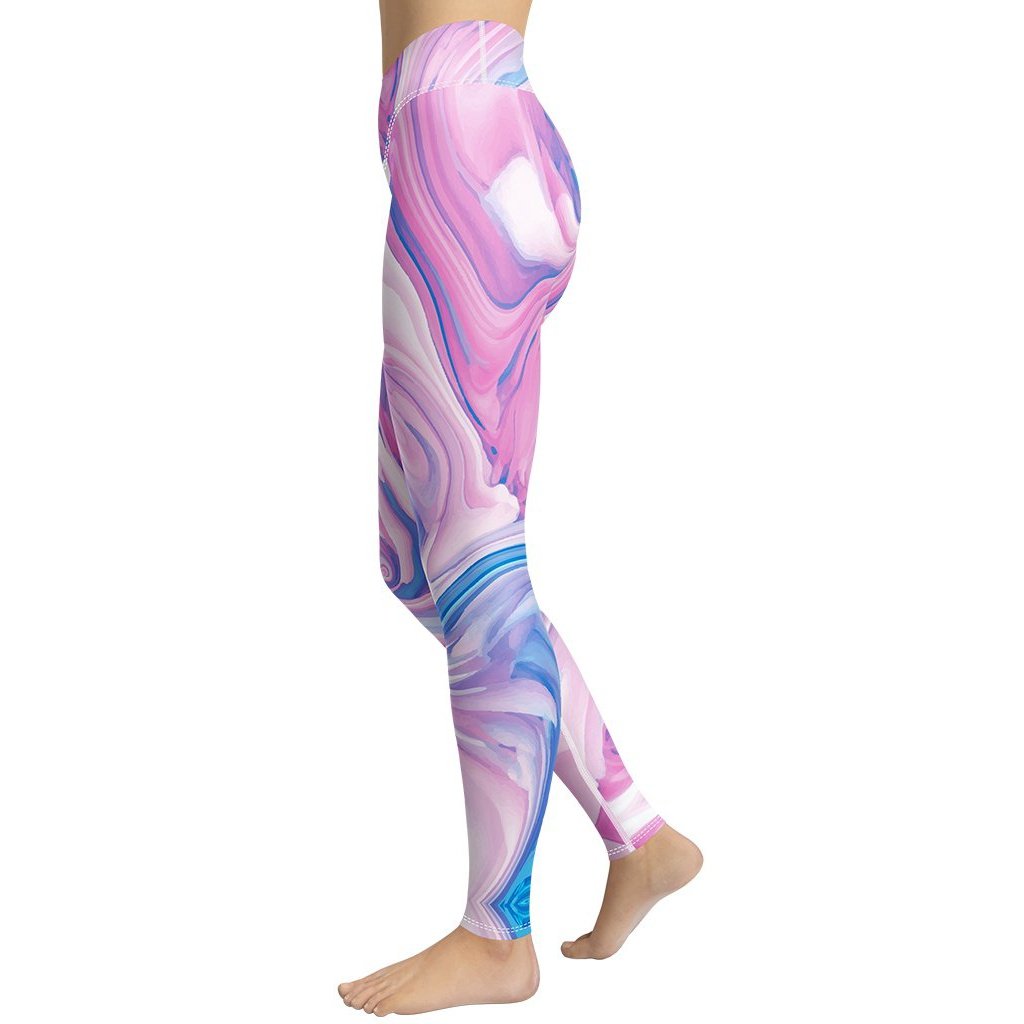 Pink & Blue Marble Yoga Leggings