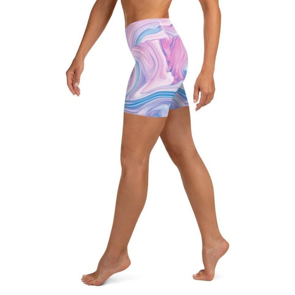 Pink & Blue Marble Yoga Shorts