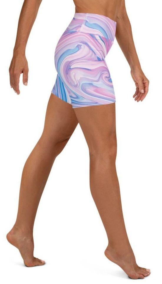 Pink & Blue Marble Yoga Shorts