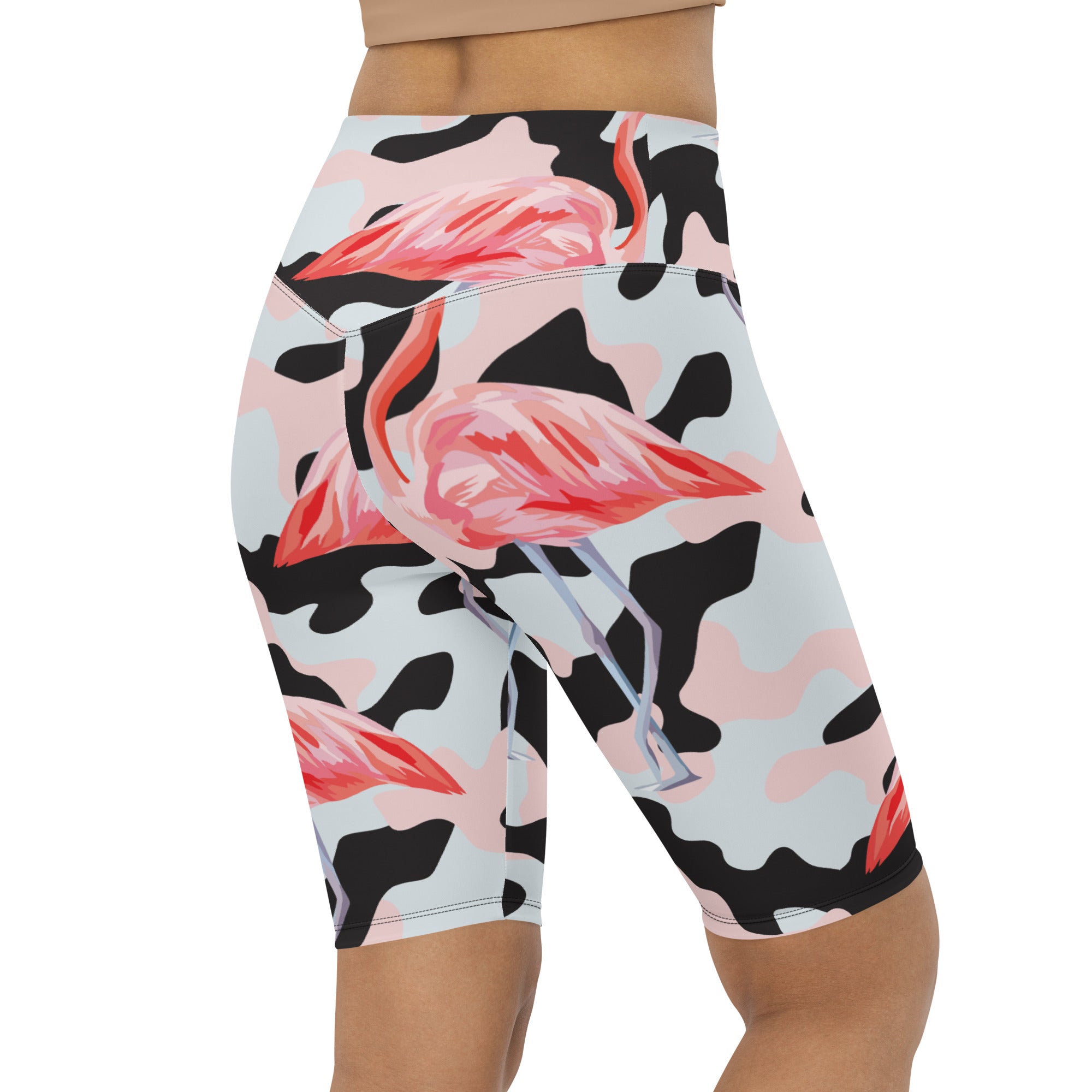 Pink Flamingo Camo Biker Shorts