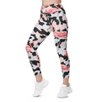 Pink Flamingo Camo Crossover Leggings With Pockets