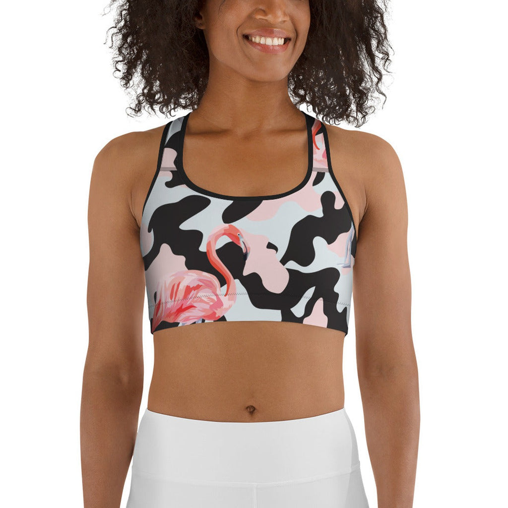 Pink Flamingo Camo Sports Bra