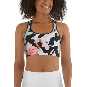Pink Flamingo Camo Sports Bra