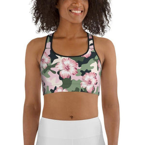 Pink Flower Camo Sports Bra