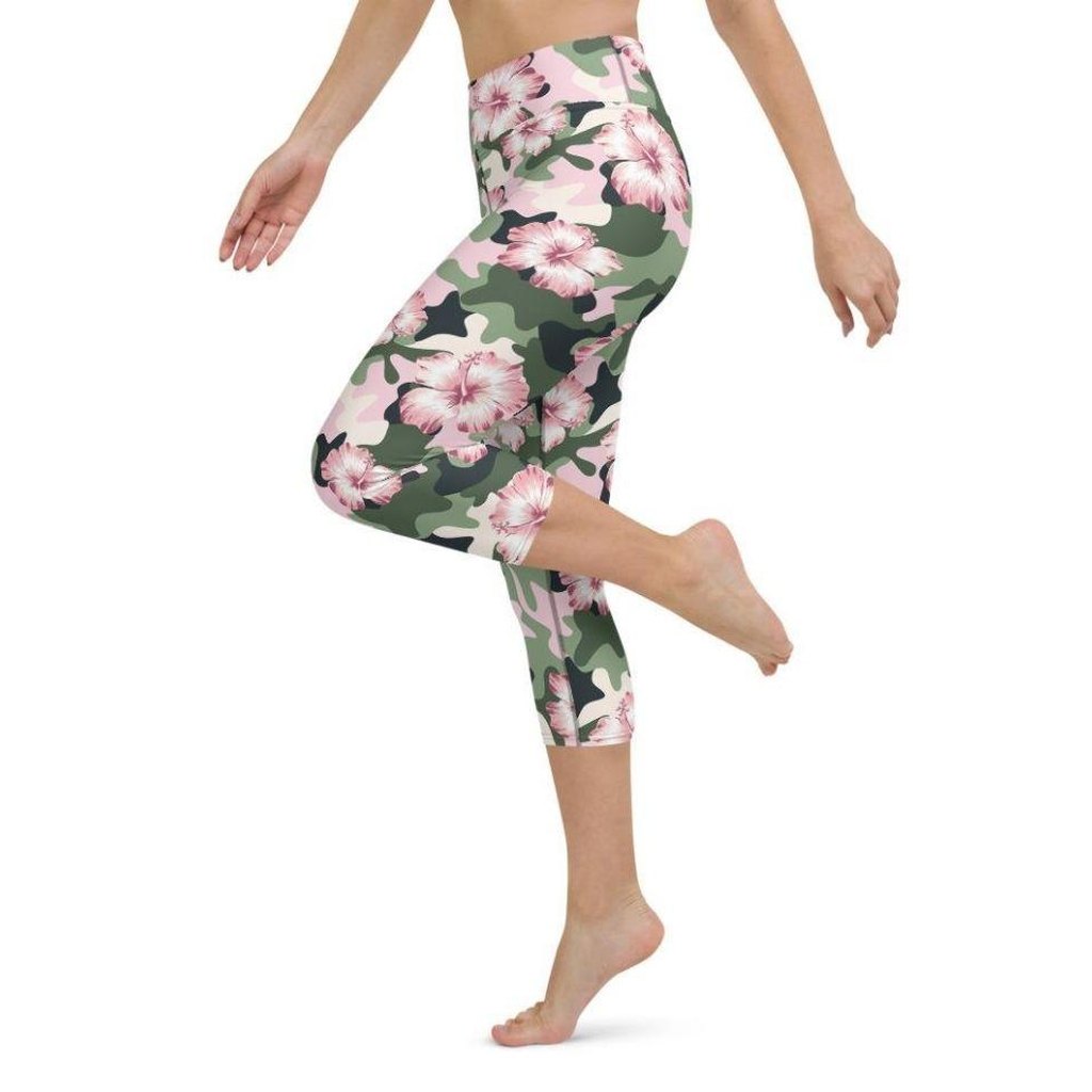 Pink Flower Camo Yoga Capris