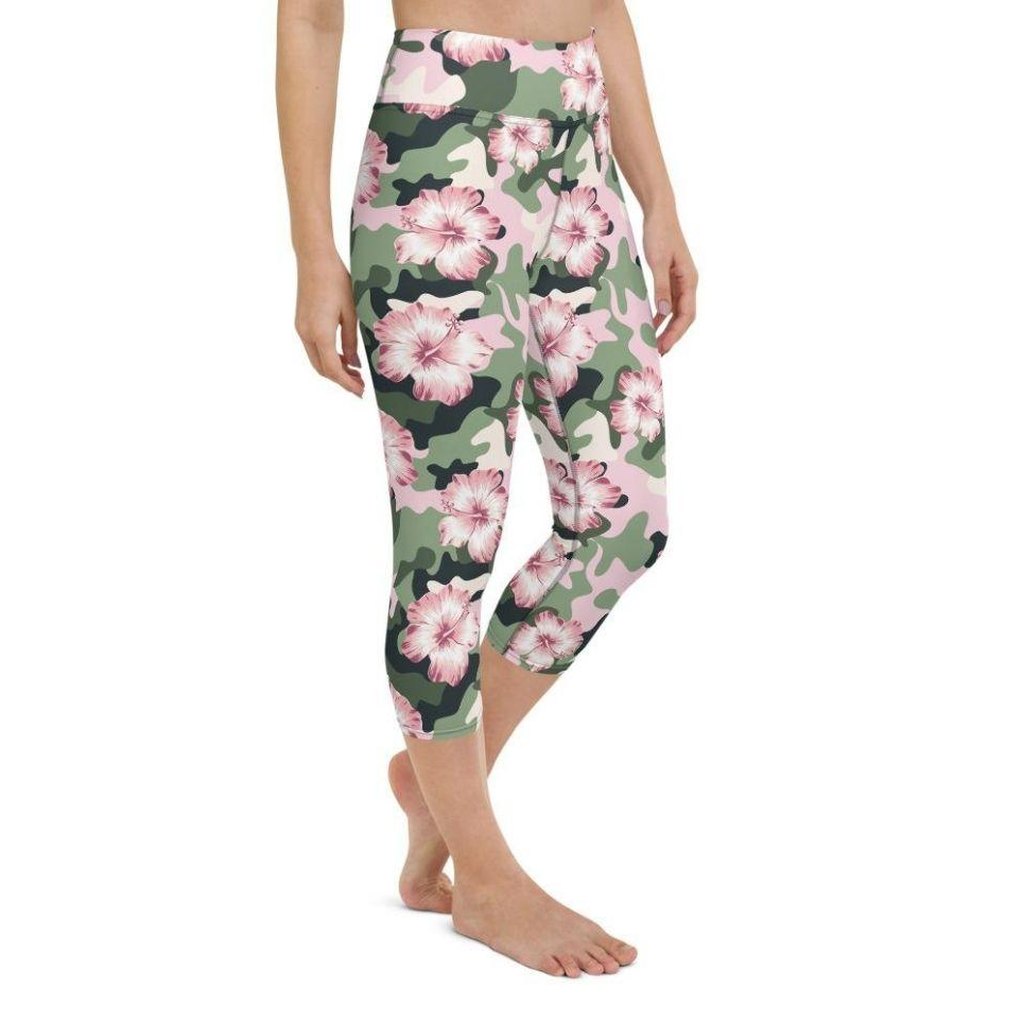 Pink Flower Camo Yoga Capris