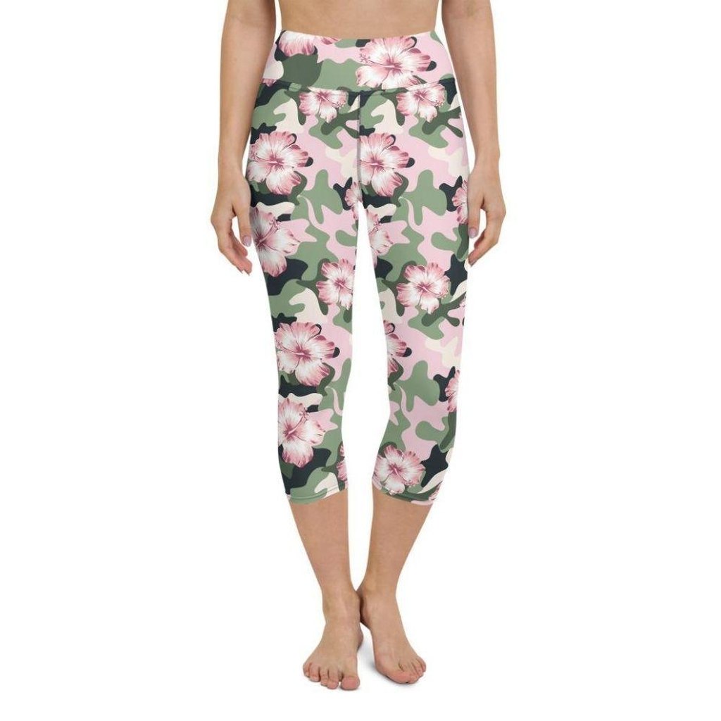 Pink Flower Camo Yoga Capris
