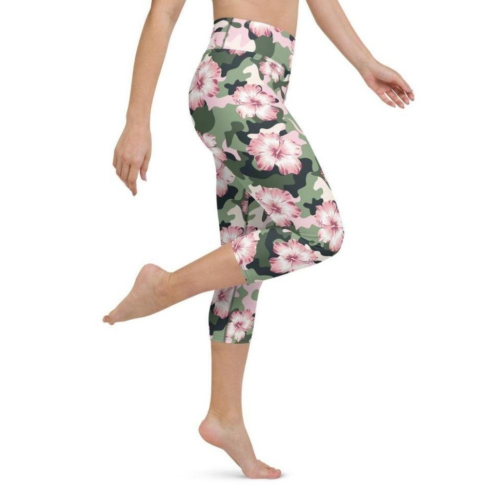 Pink Flower Camo Yoga Capris