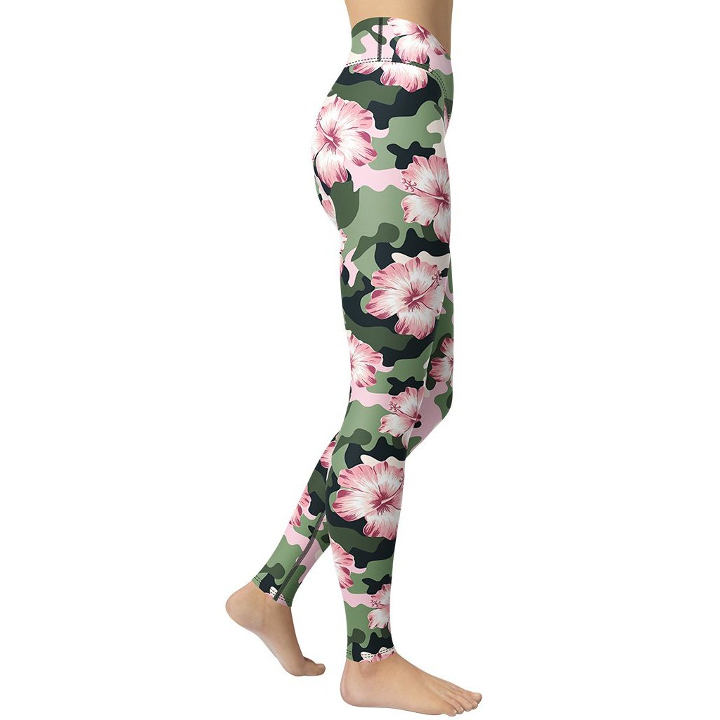 Pink Flower Camo Yoga Leggings