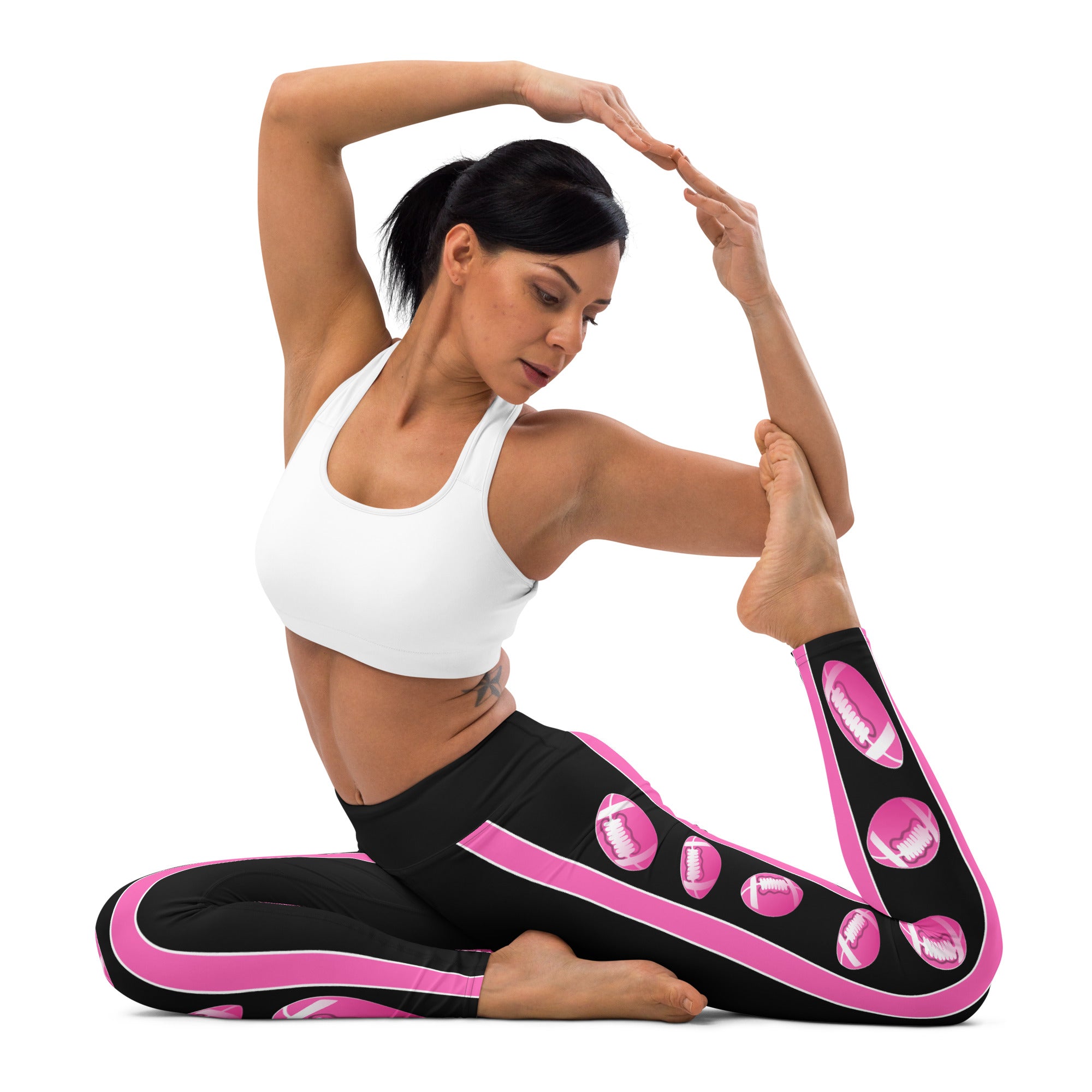 Pink Football Yoga Leggings