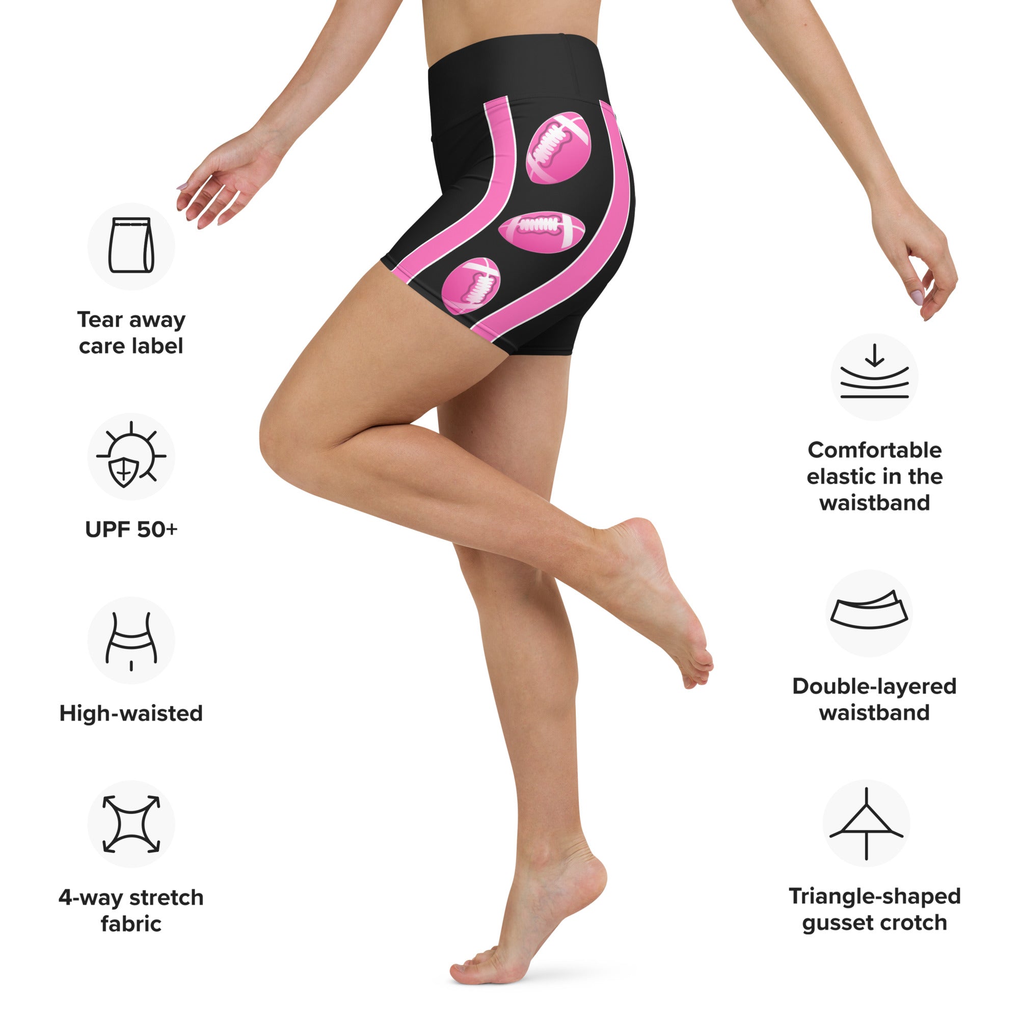 Pink Football Yoga Shorts