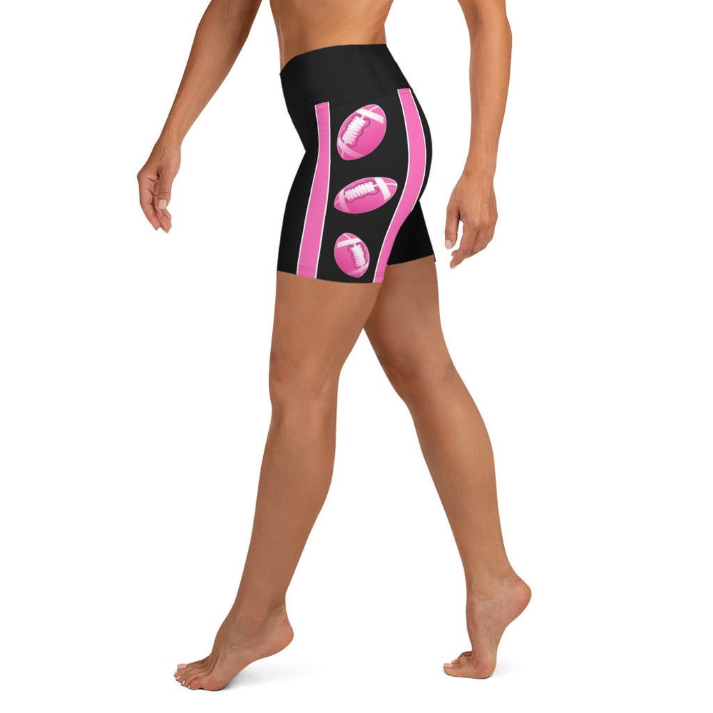 Pink Football Yoga Shorts