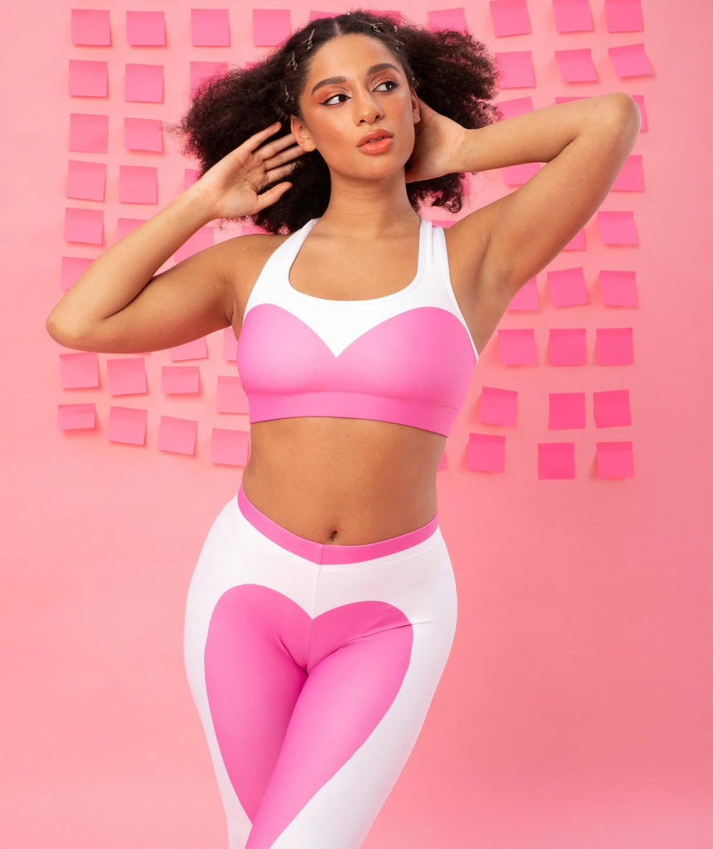 Pink Heart Shaped Sports Bra