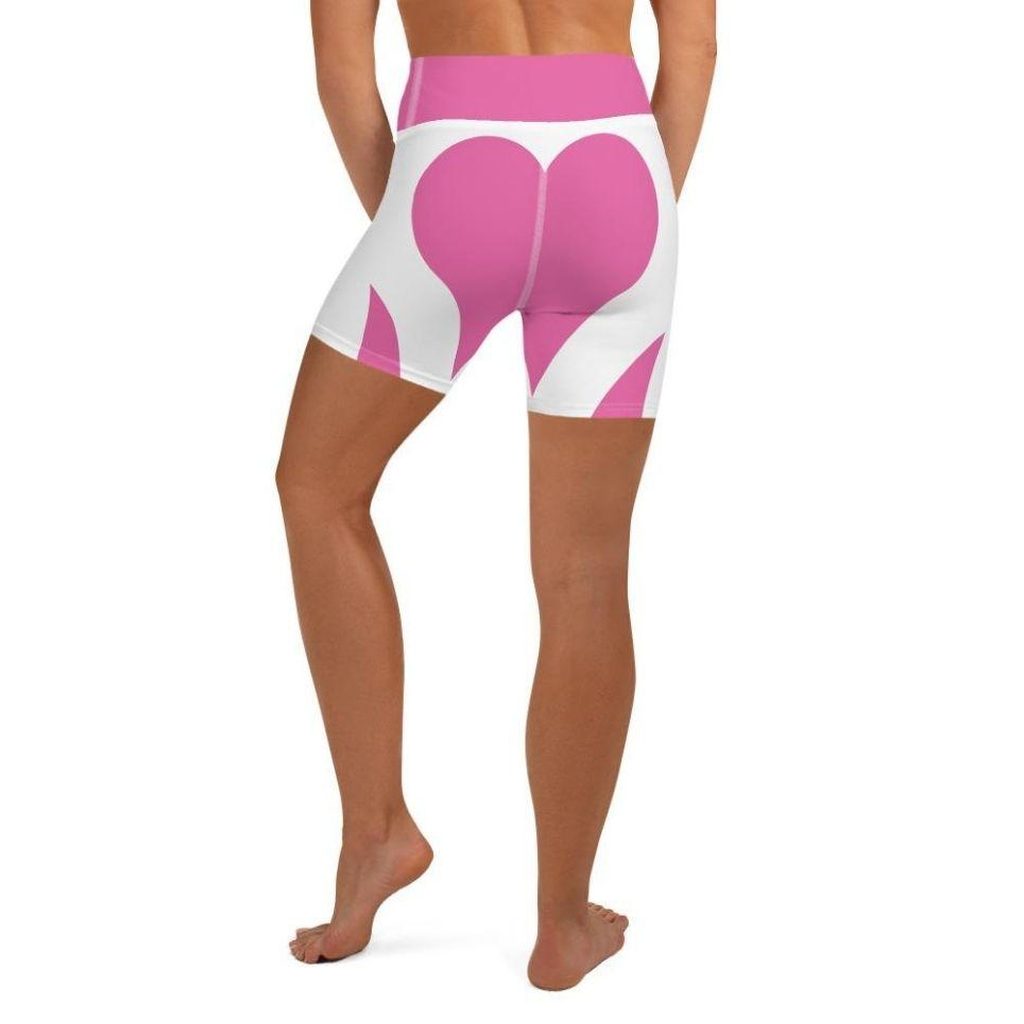 Pink Heart Shaped Yoga Shorts