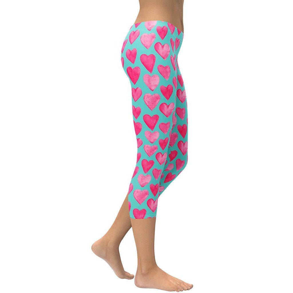 Pink Hearts Capris